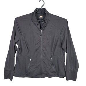 Womens Avia Black Athletic Full Zip Track Jacket Polyester Blend Stretch Size 2X